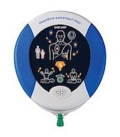 blue and white aed